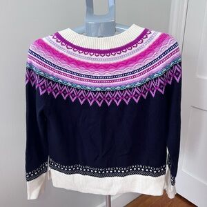Talbots Navy and Purple and pink Patterned Sweater